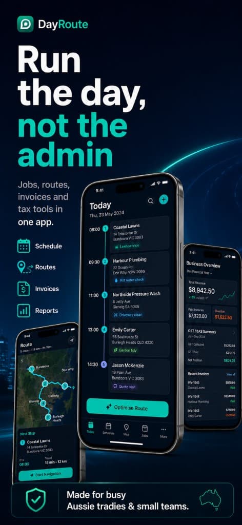 DayRoute — run the day with jobs, routes, invoices and reports on iPhone