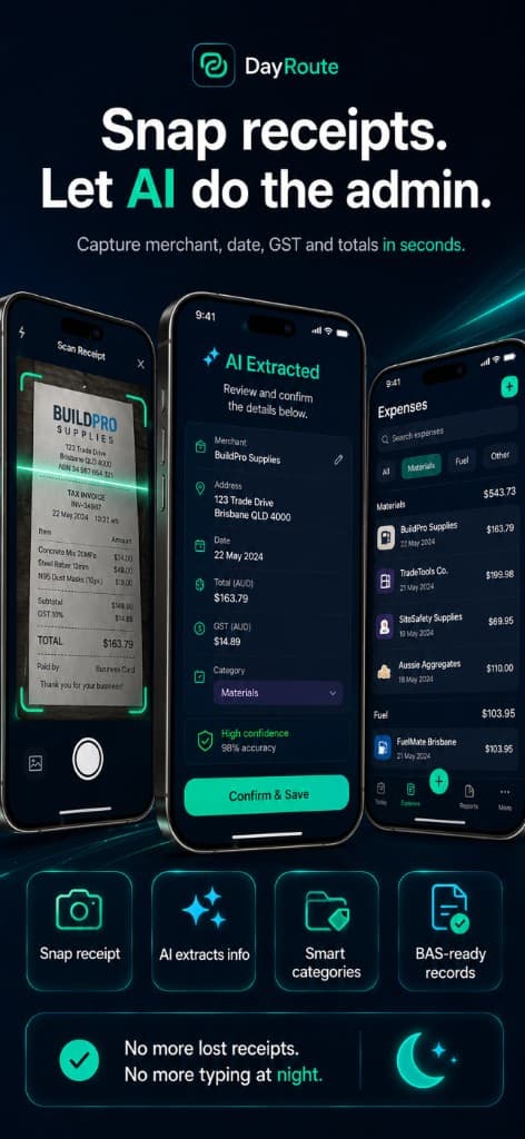 DayRoute — snap receipts and let AI handle merchant, date and GST